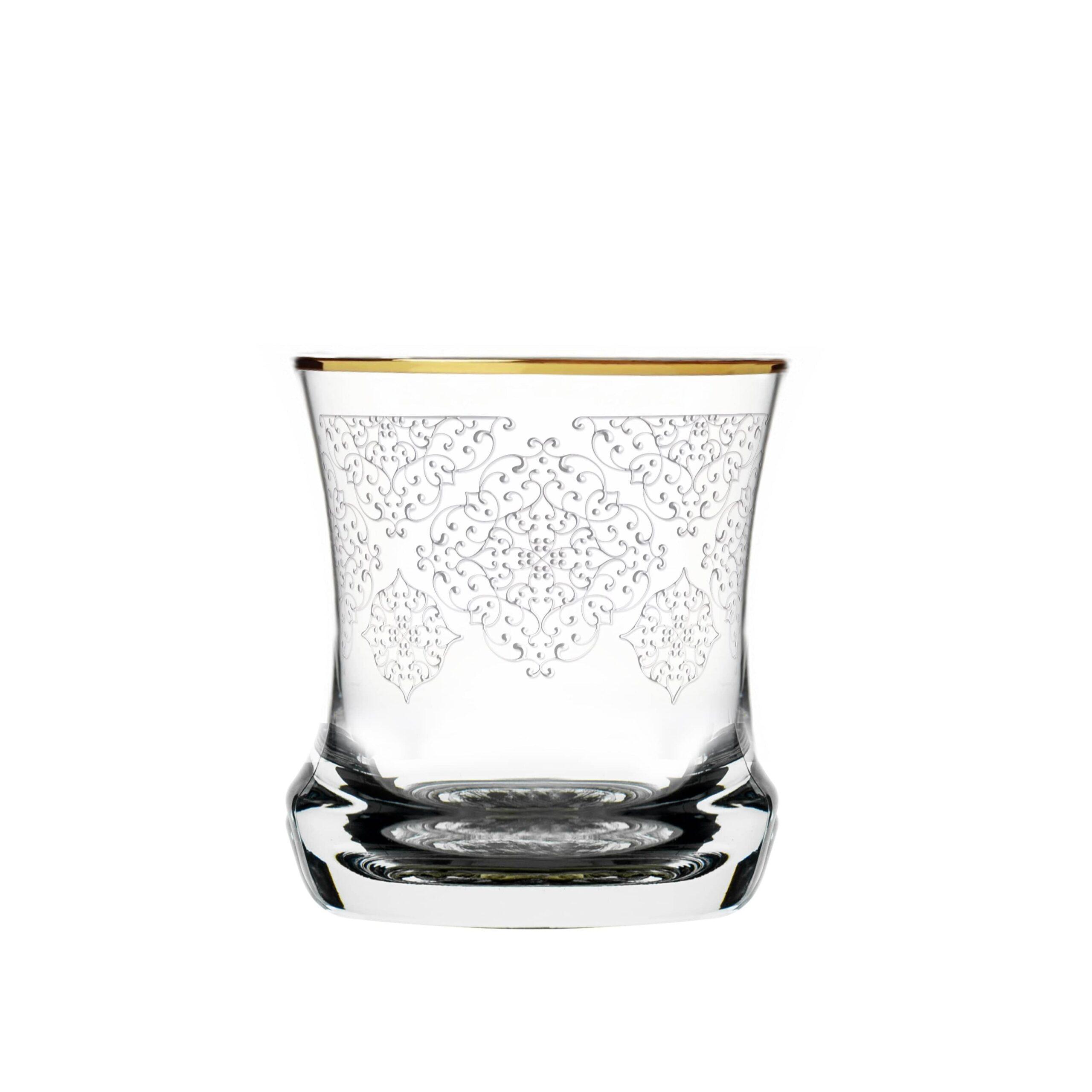 طقم أكواب كريستال قصيرة 6 قطع دملاج بيرلا ذهبي Dimlaj Perla Set of 6 Pcs Short Crystal Tumblers