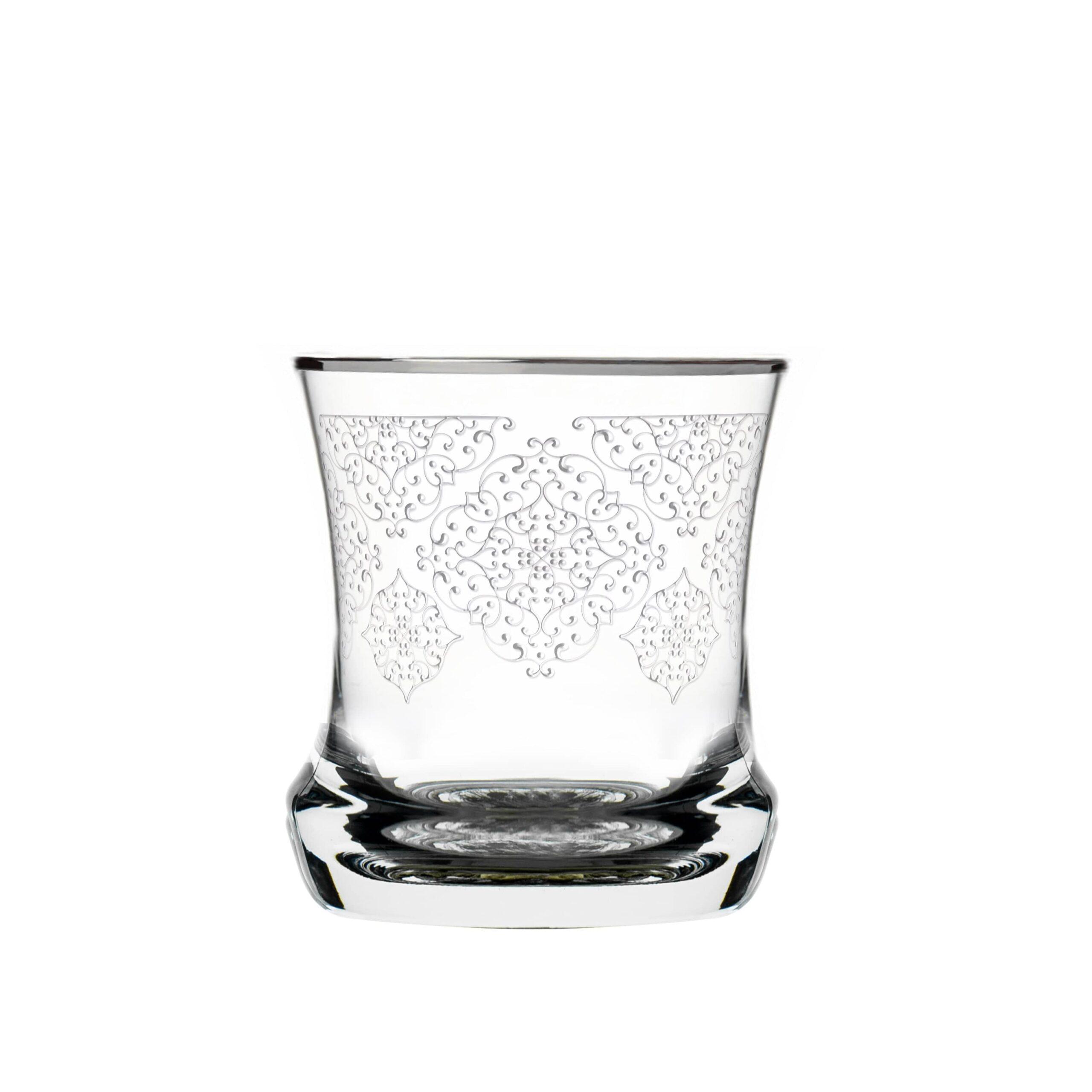 Dimlaj Perla Set of 6 Pcs Short Crystal Tumblers (Platinum)