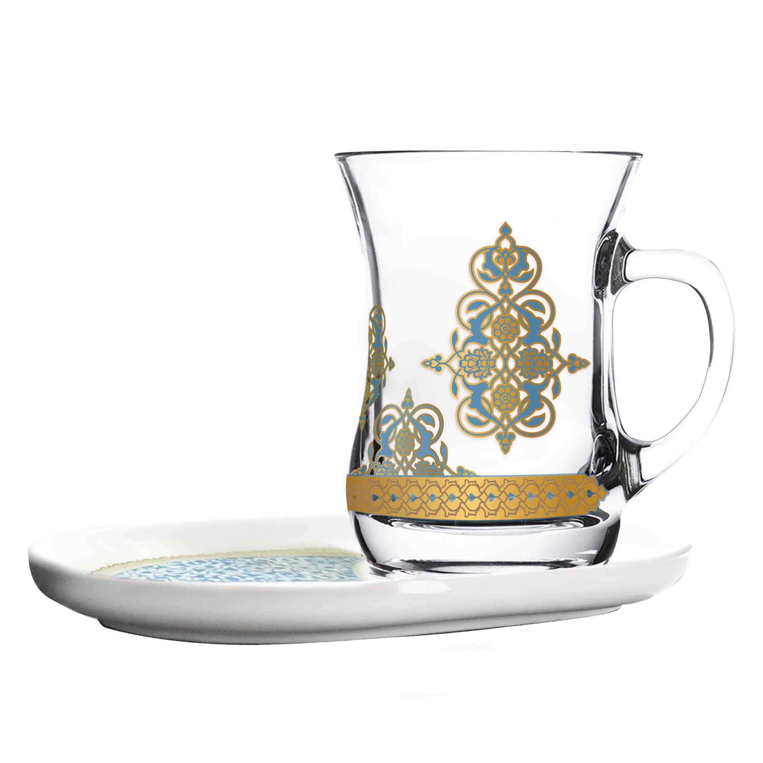 طقم أكواب مع صحن 2 قطع من دملاج ريحان ذهبي Dimlaj Rayhan Set of 2 Pcs Mug and Saucer