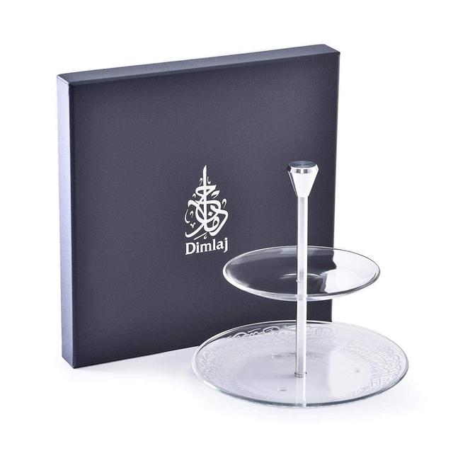 صحن طبقات زجاج طبقتين ديملاج Dimlaj Thuluth 2 Tier Engraved Plate - SW1hZ2U6MTU3OTA1MQ==