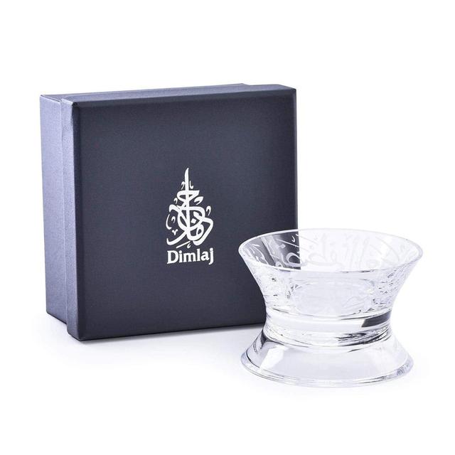 حامل شموع كرستال شفاف مزخرف بالخط العربي الكوفي دملاج  Dimlaj Thuluth Engraved Candle Holder - SW1hZ2U6MTU3OTI2Mg==