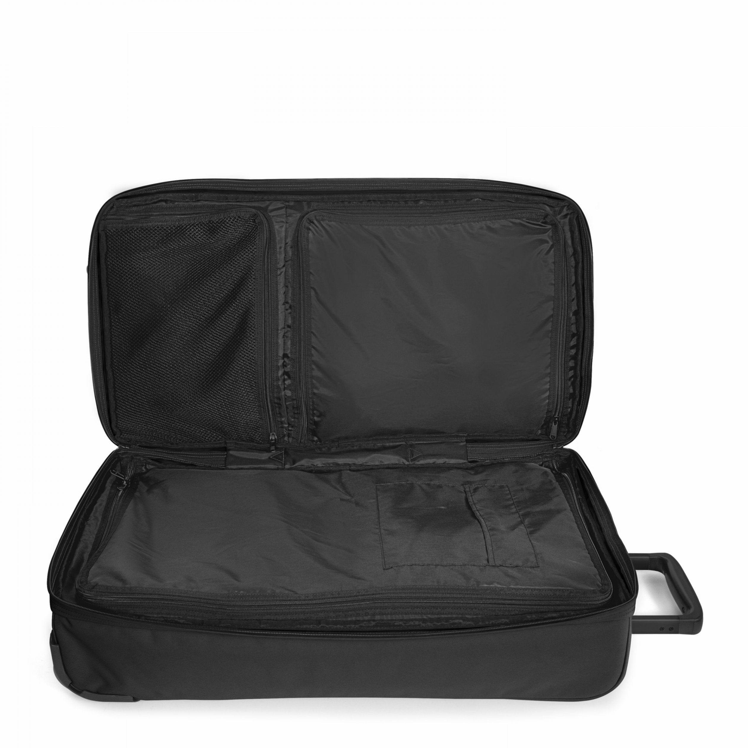 شنطة سفر 80 لتر بوليستر مع جيوب أمامية مزدوجة ايست باك ميديوم أسود EASTPAK Double Tranverz M Medium travel trolley