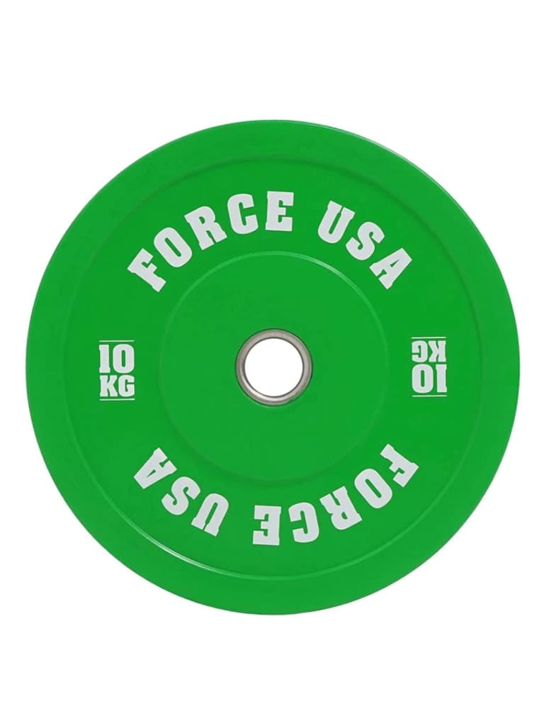 اوزان حديد مطاطية 10 كيلو غرام أخضر فورس Force USA Pro Grade Coloured Bumper Plates Per Piece Weight 10 Kg