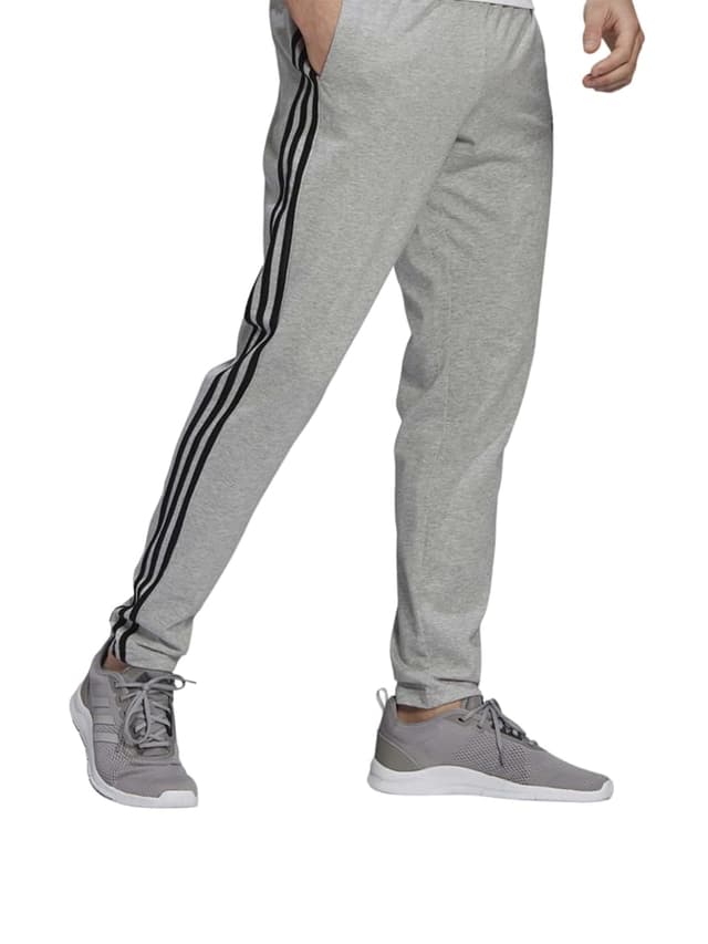 بنطلون اديداس رجالي رياضي قطن وبوليستر سمول رمادي Adidas 3-Stripes Tapered Pants