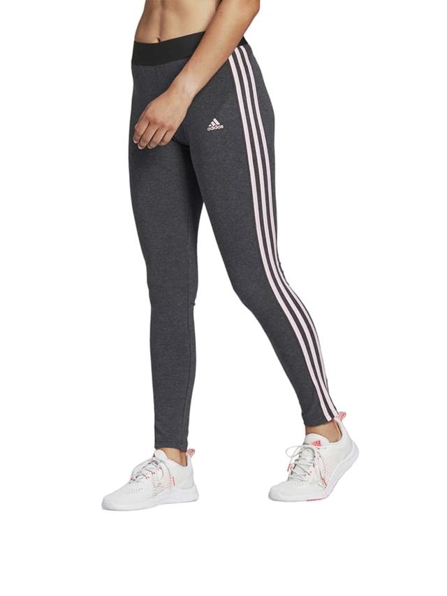 بنطلون رياضي بناتي مقاس صغير رمادي وزهري اديداس Adidas 3-Stripes Leggings