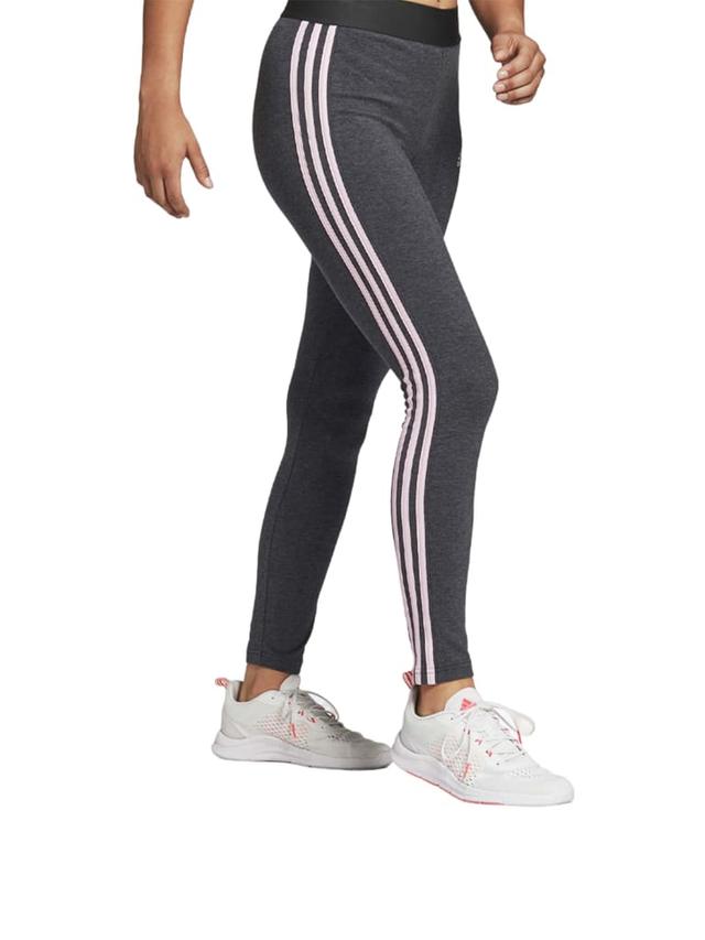بنطلون رياضي بناتي مقاس صغير رمادي وزهري اديداس Adidas 3-Stripes Leggings