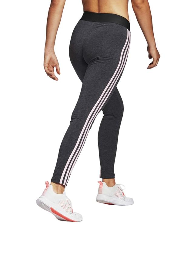 بنطلون رياضي بناتي مقاس صغير رمادي وزهري اديداس Adidas 3-Stripes Leggings