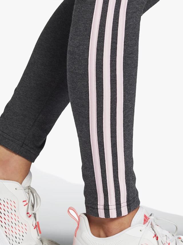 بنطلون رياضي بناتي مقاس صغير رمادي وزهري اديداس Adidas 3-Stripes Leggings
