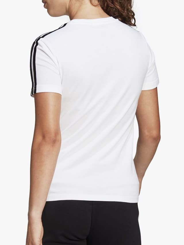 تي شيرت نسائي مقاس S ابيض اديداس Adidas Slim 3-Stripes Tee - 312871