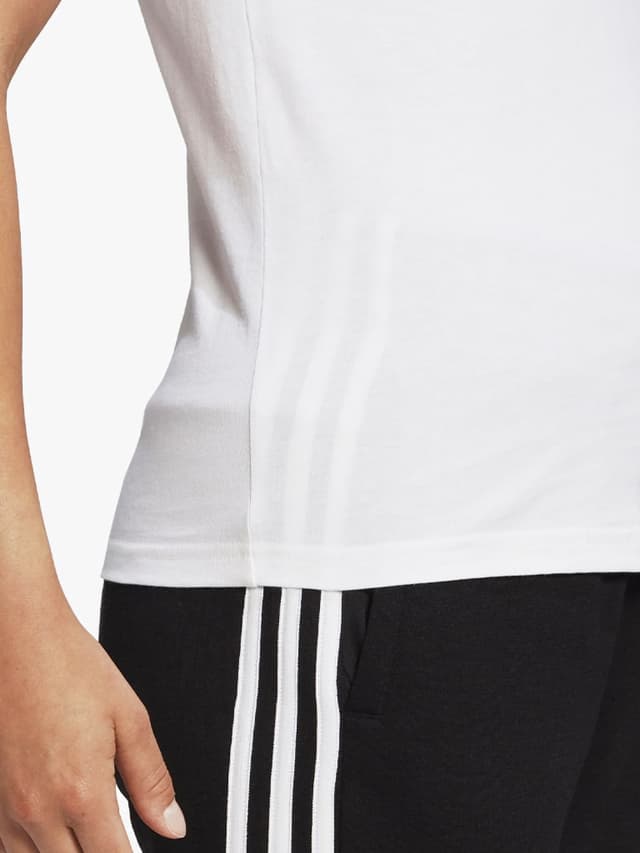 تي شيرت نسائي مقاس S ابيض اديداس Adidas Slim 3-Stripes Tee - 312874