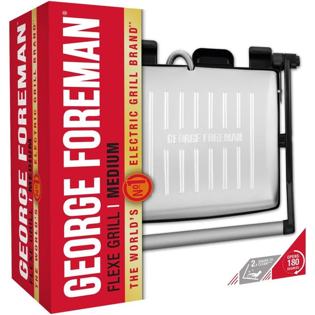 George Foreman Flexe Electric Grill-Flat, Open Griddle, Panini Press and Sandwich Maker, White Gold- 26250 - SW1hZ2U6MTU1NjA5OQ==