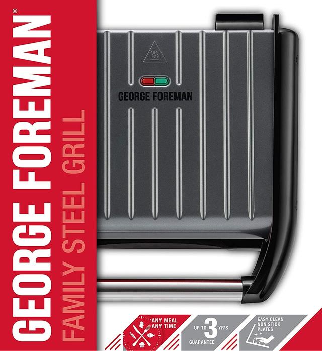 George Foreman Large Steel Grill Family, Grey 1850W - 25051 - SW1hZ2U6MTU1NjEyMg==