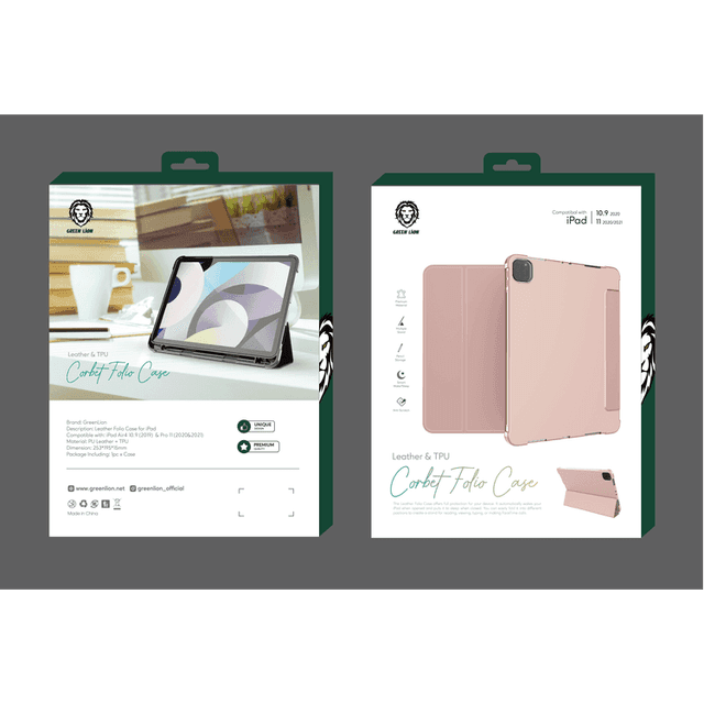 Green Lion Corbet Leather Folio Case for iPad 10.9" 2020 & 11" 2020/2021 - Pink - SW1hZ2U6MTYzODYwMg==