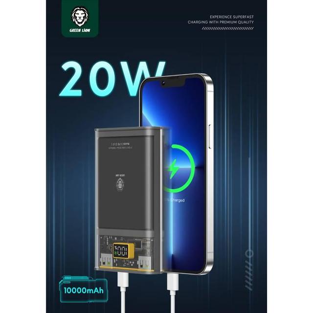 بنك طاقة كبير 20 امبير شفاف جرين لايون Green Lion Super Fast Transparent Power Bank - SW1hZ2U6MTYzMjE5Nw==