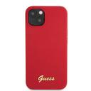 Guess Liquid Silicone Case With Gold Metal Logo Script For iPhone 13 (6.1") - Red - SW1hZ2U6MTYzMDQzNw==
