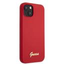 Guess Liquid Silicone Case With Gold Metal Logo Script For iPhone 13 (6.1") - Red - SW1hZ2U6MTYzMDQzOQ==