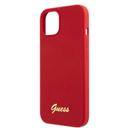 Guess Liquid Silicone Case With Gold Metal Logo Script For iPhone 13 (6.1") - Red - SW1hZ2U6MTYzMDQ0Mw==