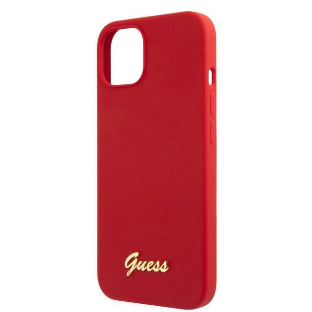 Guess Liquid Silicone Case With Gold Metal Logo Script For iPhone 13 (6.1") - Red - SW1hZ2U6MTYzMDQ0Mw==