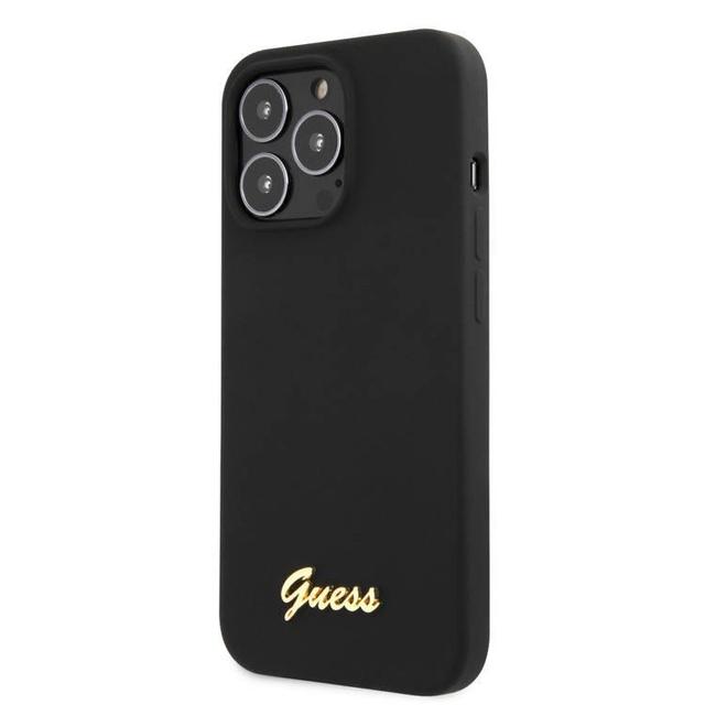 Guess Liquid Silicone Case With Gold Metal Logo Script For iPhone 13 Pro Max (6.7" - SW1hZ2U6MTYzMDM5Mg==