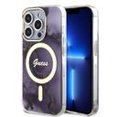Guess Magsafe IML Case with Marble Edition Pattern for iPhone 15 Pro Max -Purple - SW1hZ2U6MTYyOTgzMA==