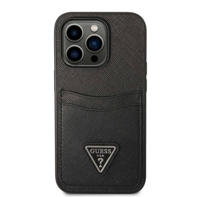 Guess Saffiano Case with Double Card Slot & Triangle Logo for iPhone 15 Pro - - SW1hZ2U6MTYyNzg3Mw==