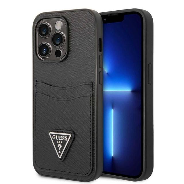 Guess Saffiano Case with Double Card Slot & Triangle Logo for iPhone 15 Pro - - SW1hZ2U6MTYyNzg2OQ==