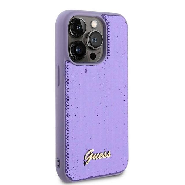Guess Sequin Script Case with Guess Metal Logo for iPhone 15 Pro - Purple - SW1hZ2U6MTYyNzc0OQ==