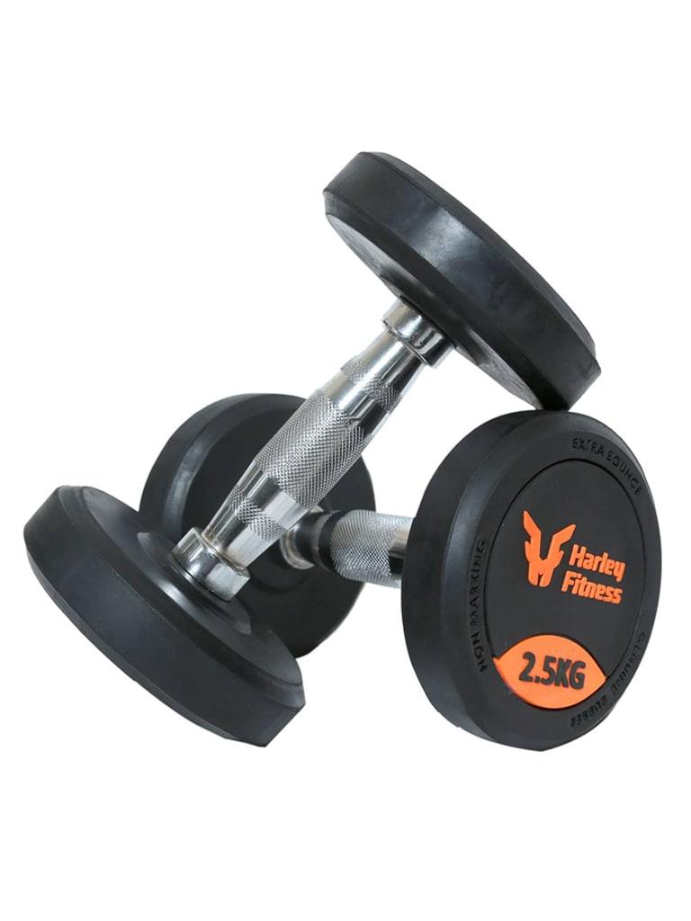 زوج دامبلز اوزان رياضية 2.5 كيلو هارلي فيتنس Harley Fitness Premium Rubber Coated Bouncing Round Dumbbells