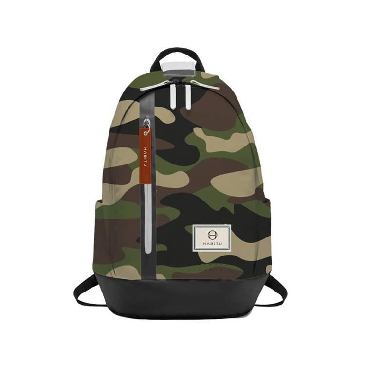 Habitu Polyester Backpack 15.6" ( Vertical ) - Green Camo