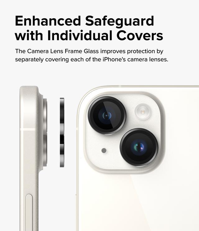 Ringke Camera Lens Frame Glass Protector Compatible with iPhone 15 Pro (2023), Anti-Fingerprint Camera Lens Tempered Glass Covers and Aluminum Alloy Frames Adhesive Coating - Black - SW1hZ2U6MTU5NjQ3OA==