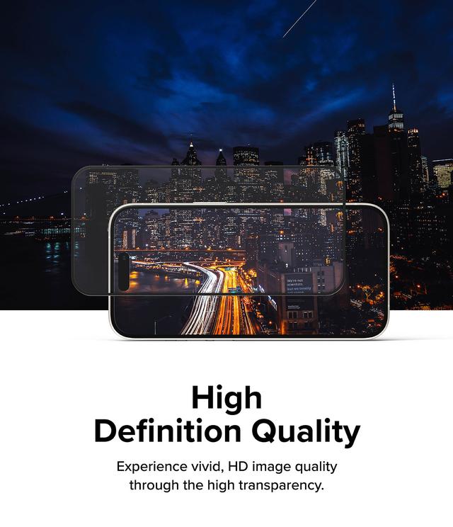 Ringke Cover Display Glass Compatible with iPhone 15 Plus (2023) Screen Protector Tempered Glass 9H Hardness Full Coverage Bubble-free Anti Scratch Protective Film - W Installation Jig - SW1hZ2U6MTU5NzEyOQ==