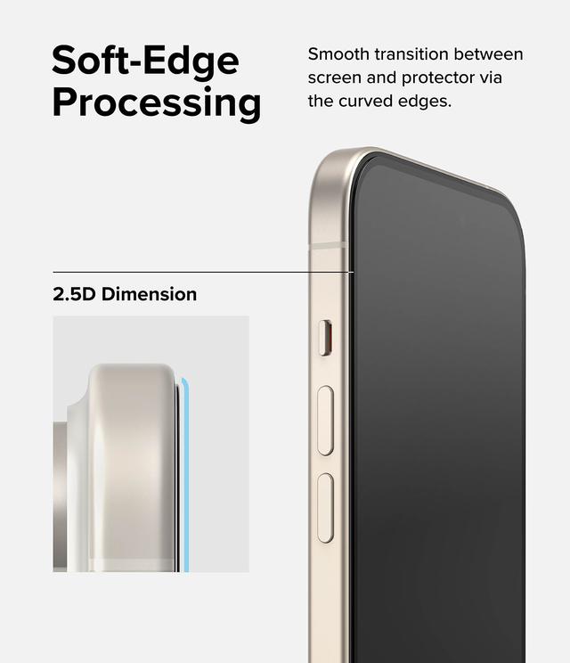 Ringke Cover Display Glass Compatible with iPhone 15 Plus (2023) Screen Protector Tempered Glass 9H Hardness Full Coverage Bubble-free Anti Scratch Protective Film - W Installation Jig - SW1hZ2U6MTU5NzEzNQ==