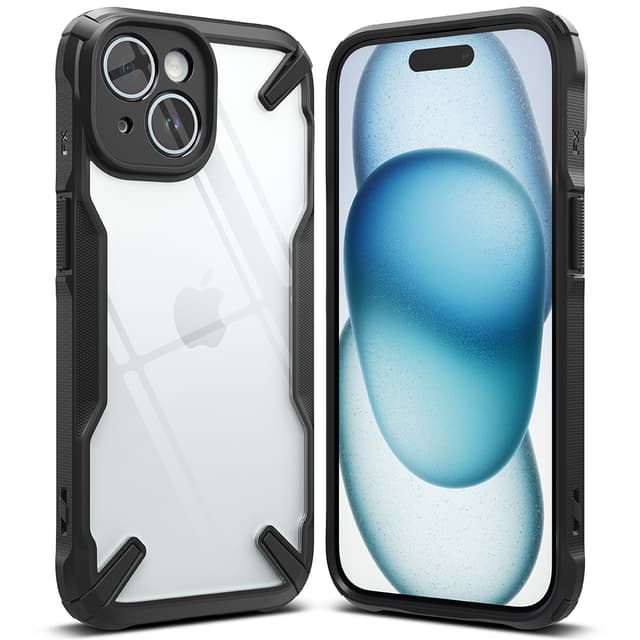كفر جوال ايفون 15 فيوجن اكس من رينجكي لون أسود Ringke Fusion X Compatible with iPhone 15 Case Cover