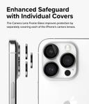 Ringke Camera Lens Frame Glass Protector Compatible with iPhone 15 Pro Max (2023), Anti-Fingerprint Camera Lens Tempered Glass Covers and Aluminum Alloy Frames Adhesive Coating - Black - SW1hZ2U6MTU5NjQyNg==