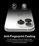 Ringke Camera Lens Frame Glass Protector Compatible with iPhone 15 Pro Max (2023), Anti-Fingerprint Camera Lens Tempered Glass Covers and Aluminum Alloy Frames Adhesive Coating - Black - SW1hZ2U6MTU5NjQzNA==
