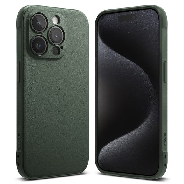 Ringke Onyx Case Compatible with iPhone 15 Pro, Enhanced Grip Tough Flexible TPU Shockproof Rugged TPU Bumper Drop Protection Phone Cover [ Designed for iPhone 15 Pro ] - Dark Green