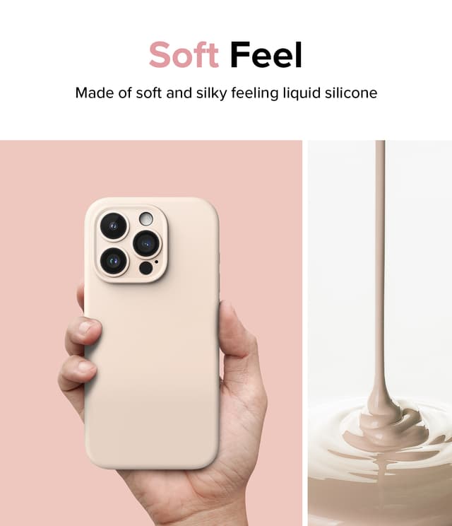 كفر جوال ايفون 15 برو سيليكون مغناطيسي ماغ سيف شحن لاسلكي من رينجكي لون أصفر شمسي Ringke Silicone Magnetic Compatible with iPhone 15 Pro Case Cover