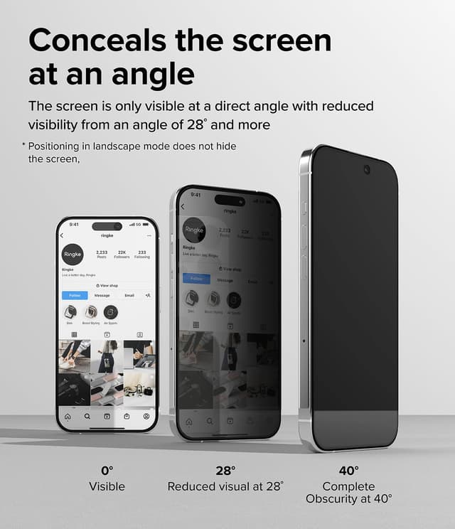 Ringke Privacy Glass [Anti-spy] Compatible with iPhone 15 Pro Max Screen Protector, Full-Coverage Tempered Glass Designed for iPhone 15 Pro Max Screen Guard - W Installation Jig