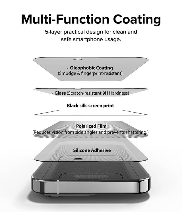 Ringke Privacy Glass [Anti-spy] Compatible with iPhone 15 Pro Max Screen Protector, Full-Coverage Tempered Glass Designed for iPhone 15 Pro Max Screen Guard - W Installation Jig