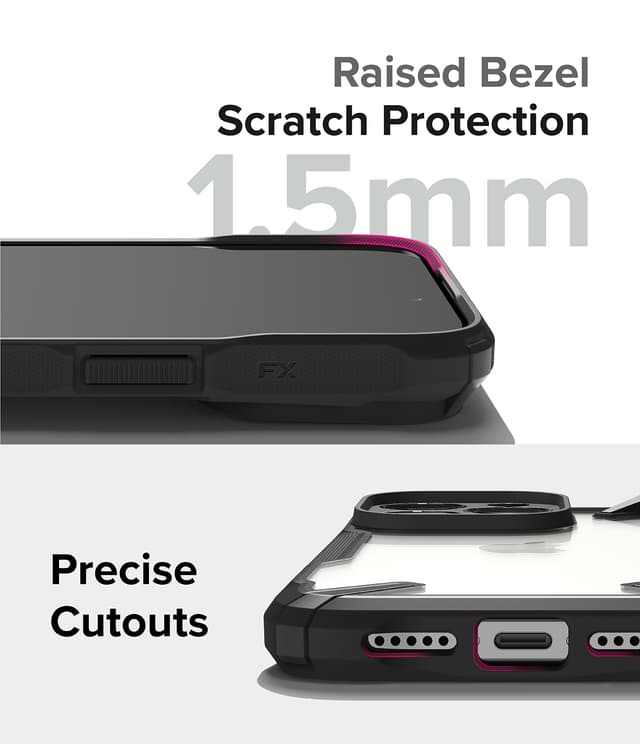 Ringke Fusion-X Compatible with iPhone 15 Pro Max Case Cover Transparent Hard Back Soft Flexible TPU Bumper Scratch Resistant Shockproof Protection iPhone 15 Pro Max Back Cover  - Black