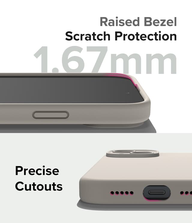 كفر جوال ايفون 15 بلس سيليكون مغناطيسي ماغ سيف شحن لاسلكي من رينجكي لون رملي Ringke Silicone Magnetic Compatible with iPhone 15 Plus Case Cover
