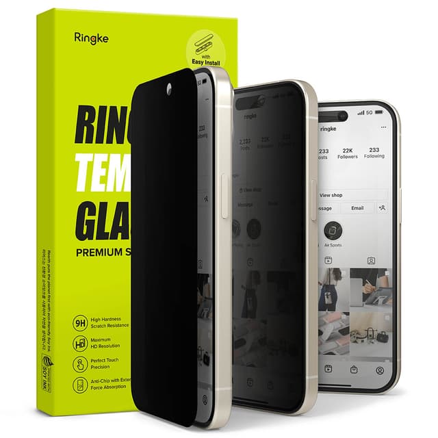 Ringke Privacy Glass [Anti-spy] Compatible with iPhone 15 Plus Screen Protector, Full-Coverage Tempered Glass Designed for iPhone 15 Plus Screen Guard - W Installation Jig