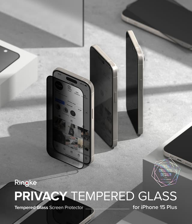 Ringke Privacy Glass [Anti-spy] Compatible with iPhone 15 Plus Screen Protector, Full-Coverage Tempered Glass Designed for iPhone 15 Plus Screen Guard - W Installation Jig