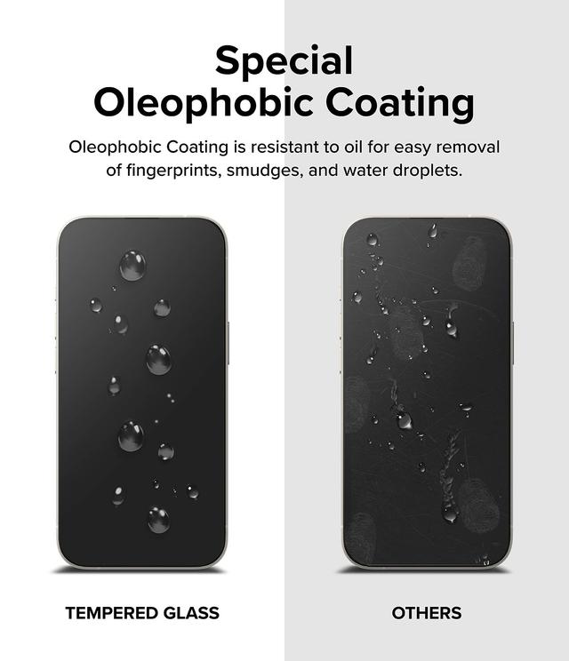 Ringke Cover Display Glass Compatible with iPhone 15 Pro (2023) Screen Protector Tempered Glass 9H Hardness Full Coverage Bubble-free Anti Scratch Protective Film - W Installation Jig - SW1hZ2U6MTU5NzE3MQ==