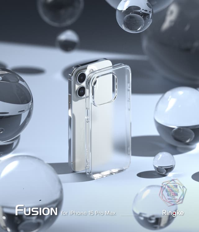 Ringke Fusion-X Compatible with iPhone 15 Pro Max Case Cover Transparent Hard Back Soft Flexible TPU Bumper Scratch Resistant Shockproof Protection iPhone 15 Pro Max Back Cover - Matte Clear