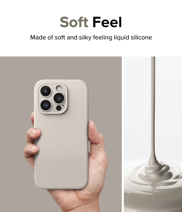 Ringke Silicone Magnetic Compatible with iPhone 15 Pro Max Case Cover Powerful Magnet Long Lasting Silky Feel Anti-Fingerprint iPhone 15 Pro Max Back Cover - Pink Sand