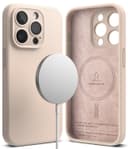 Ringke Silicone Magnetic Compatible with iPhone 15 Pro Max Case Cover Powerful Magnet Long Lasting Silky Feel Anti-Fingerprint iPhone 15 Pro Max Back Cover - Pink Sand