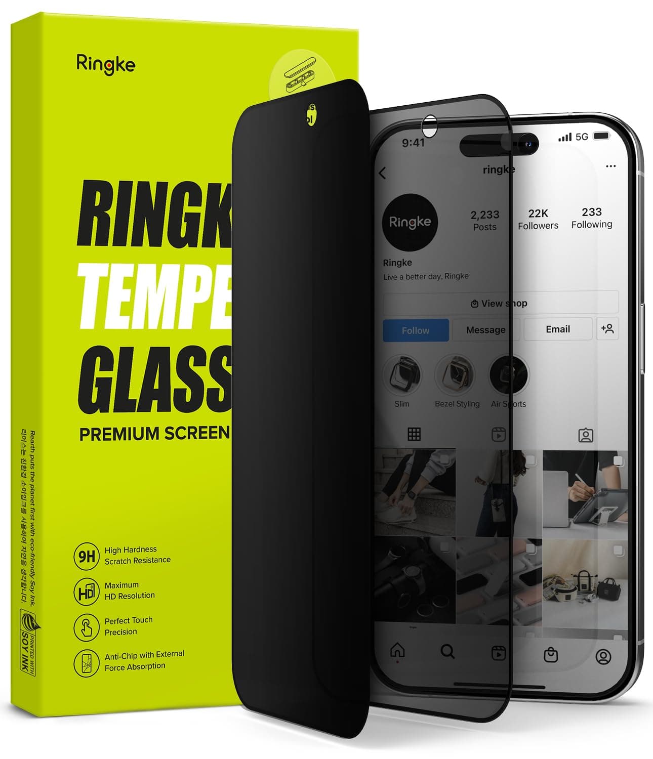 Ringke Privacy Glass [Anti-spy] Compatible with iPhone 15 Pro Max Screen Protector, Full-Coverage Tempered Glass Designed for iPhone 15 Pro Max Screen Guard - W Installation Jig