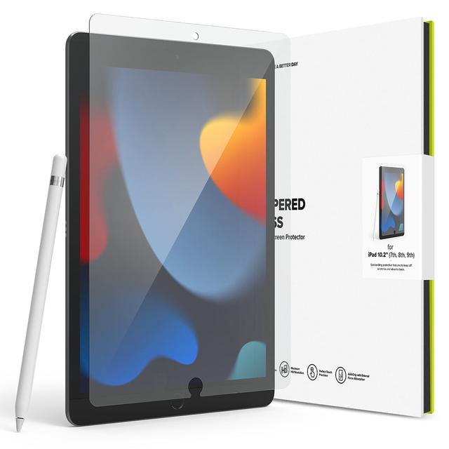 Ringke Tempered  Screen Protector Compatible with iPad (10.2-Inch, 2021/2020/2019 Model, 9/8/7 Generation Full Coverage Protective Glass Film , HD Quality, Anti-Scratch Technology - SW1hZ2U6MTU5ODYwNA==