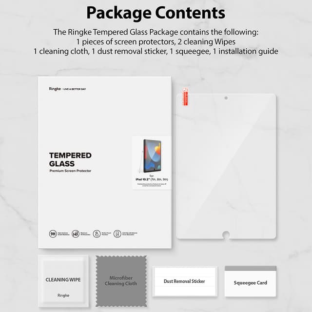 شاشة حماية زجاجية كاملة التغطية لايباد من رينجكي Ringke Tempered Glass Screen Protector Compatible with iPad